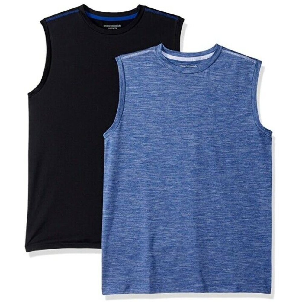 Boys' Active Performance Muscle Tank Tops 2-Pack Bright Blue/Black XL